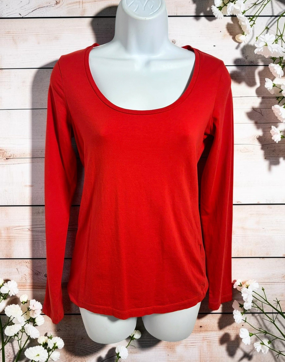 H&M Mama Maternity Top Sz S Brown Crinkle Stretch Crop Blouse Bell Long Sleeve